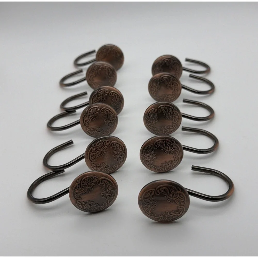 Oil Rubbed Bronze Shower Curtain Rod Hooks, Antique Rings Multicolor *Read*